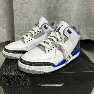 Jordan Kids White and Blue Sneakers